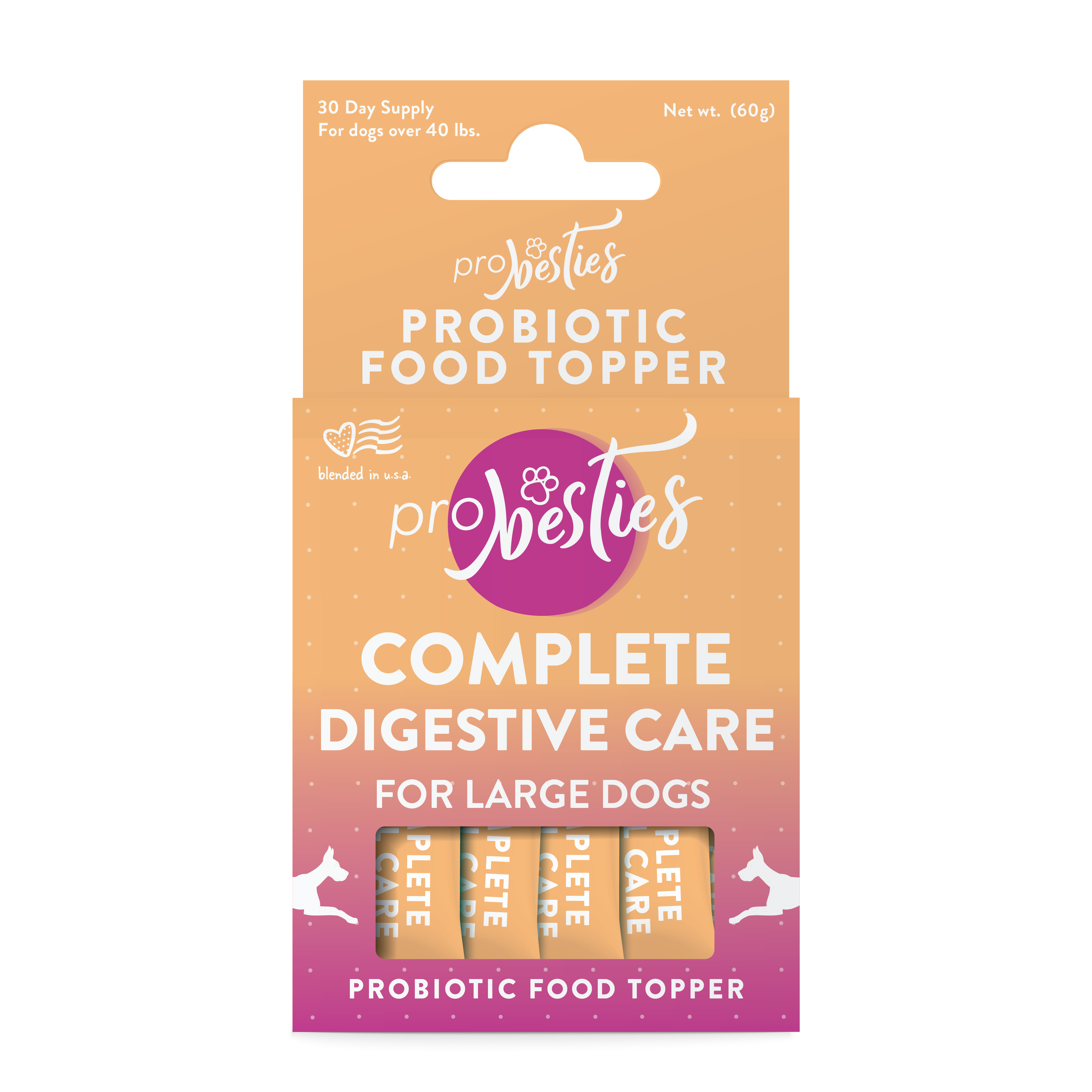 Probesties Complete Digestive Care Probiotic Food Topper For Large Dogs